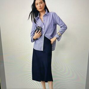 J. Crew Blue Midi Pencil Skirt for Work